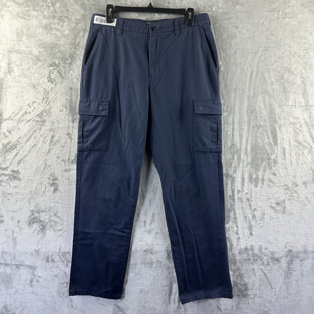 Aramark Work Pants Men's 33 x 32 Navy Blue (faded) Stretch Waistband